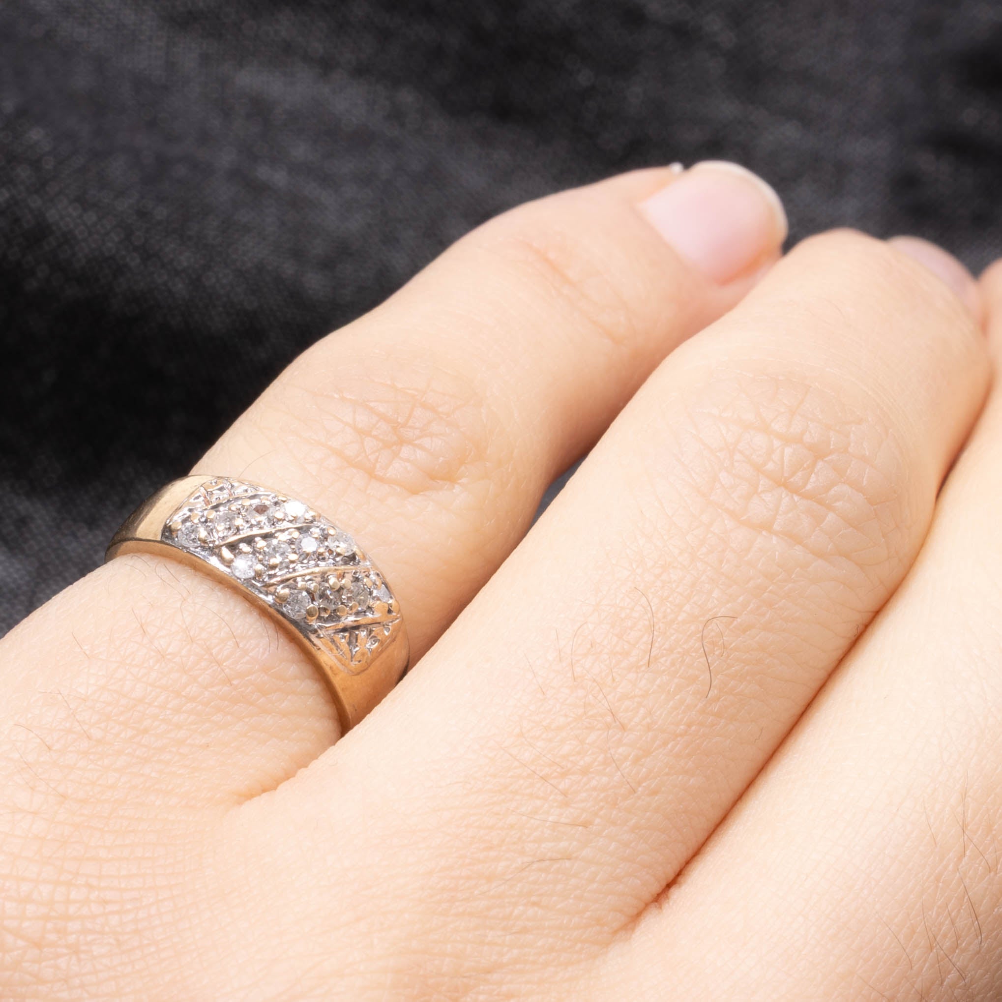Bague années 70 avec diamant taille simple | 0,12 ct | Taille 3,0