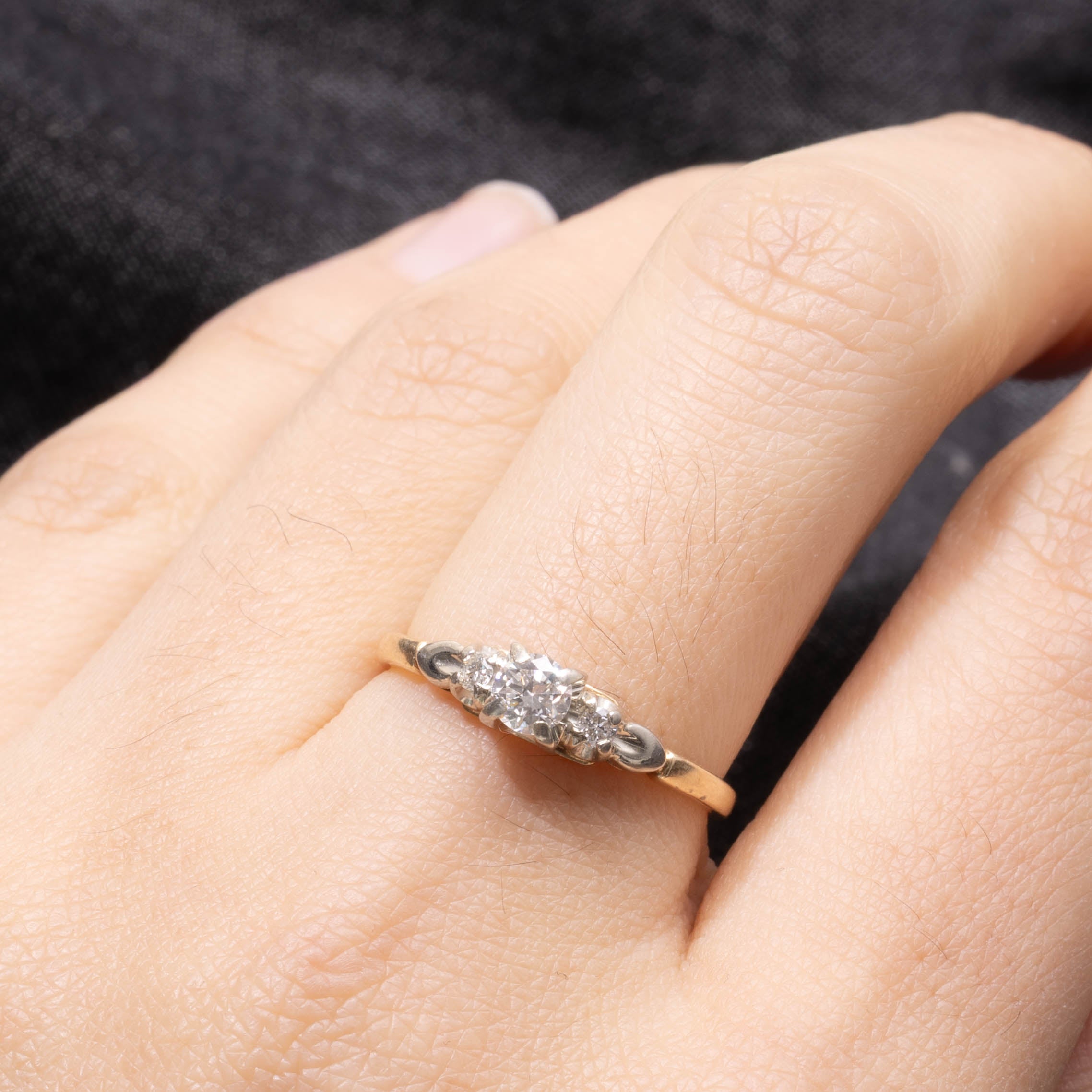 Bague trois diamants | 0,06 ct | Taille 7,5