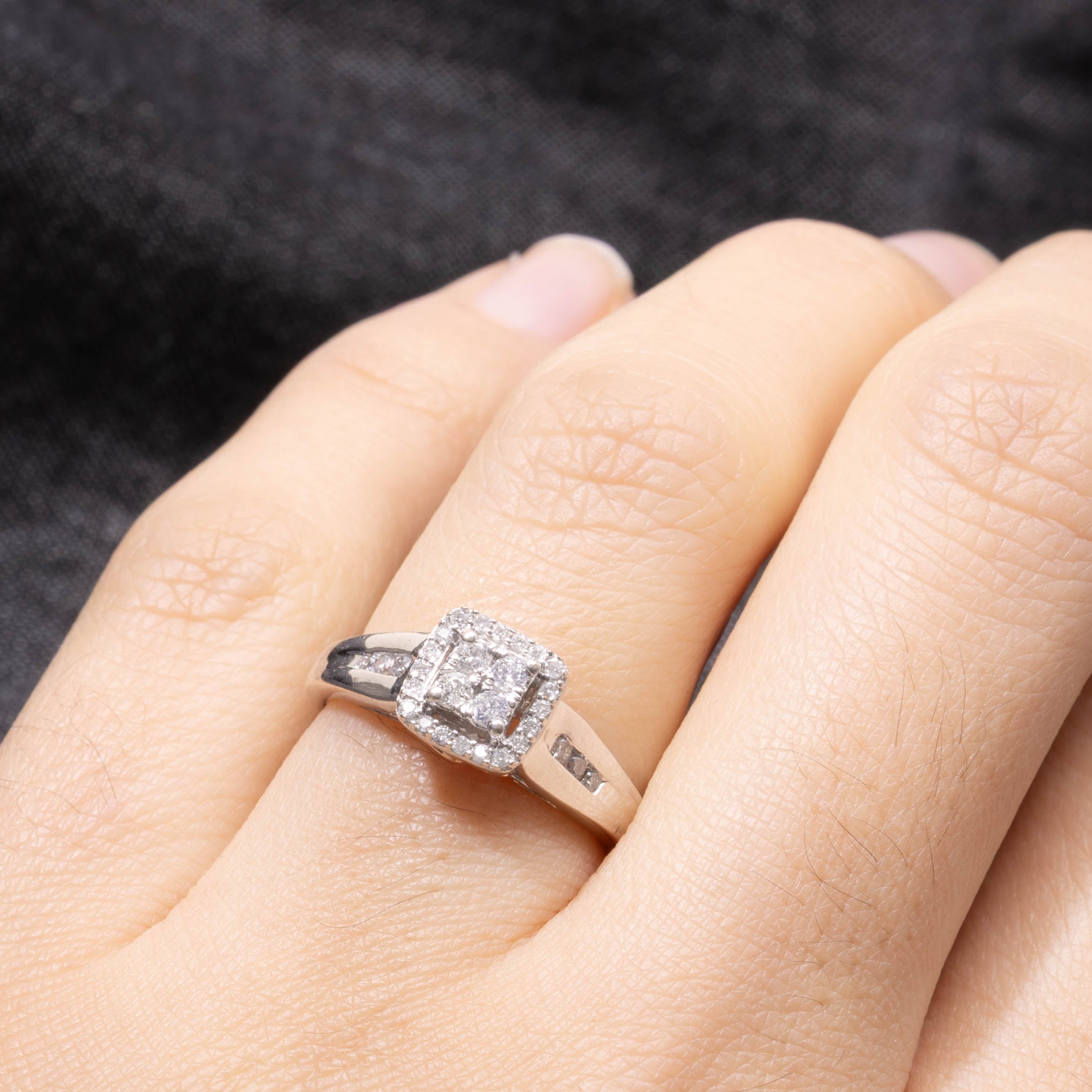 Diamond Square Cluster Halo Ring | 0.3ctw | SZ 4.25