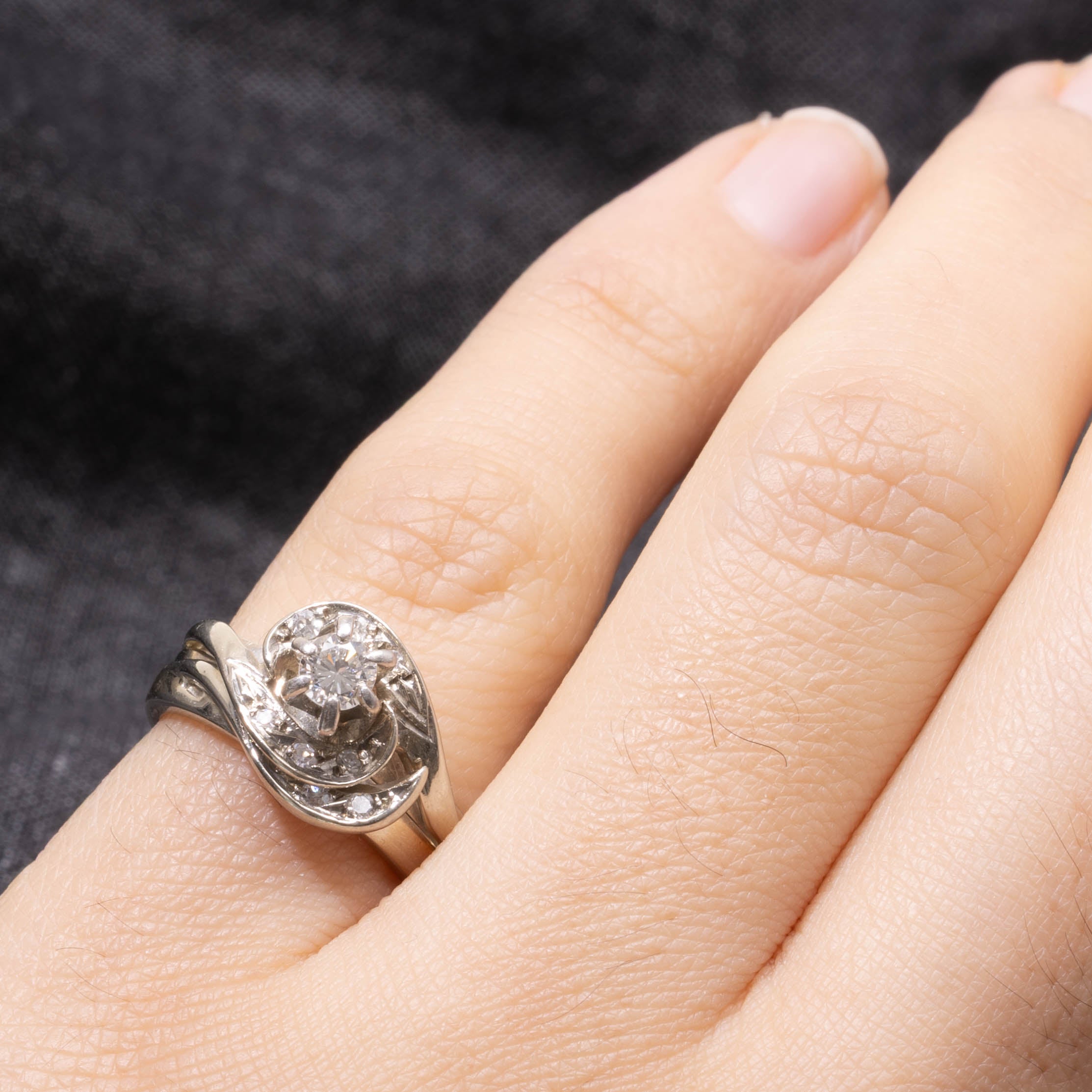 High Set Diamond Swirl Soldered Wedding Ring Set | 0.27ctw | SZ 3.75