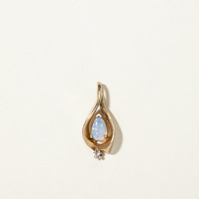 Opal & Diamond Drop Pendant | 0.45ct, 0.02ct |