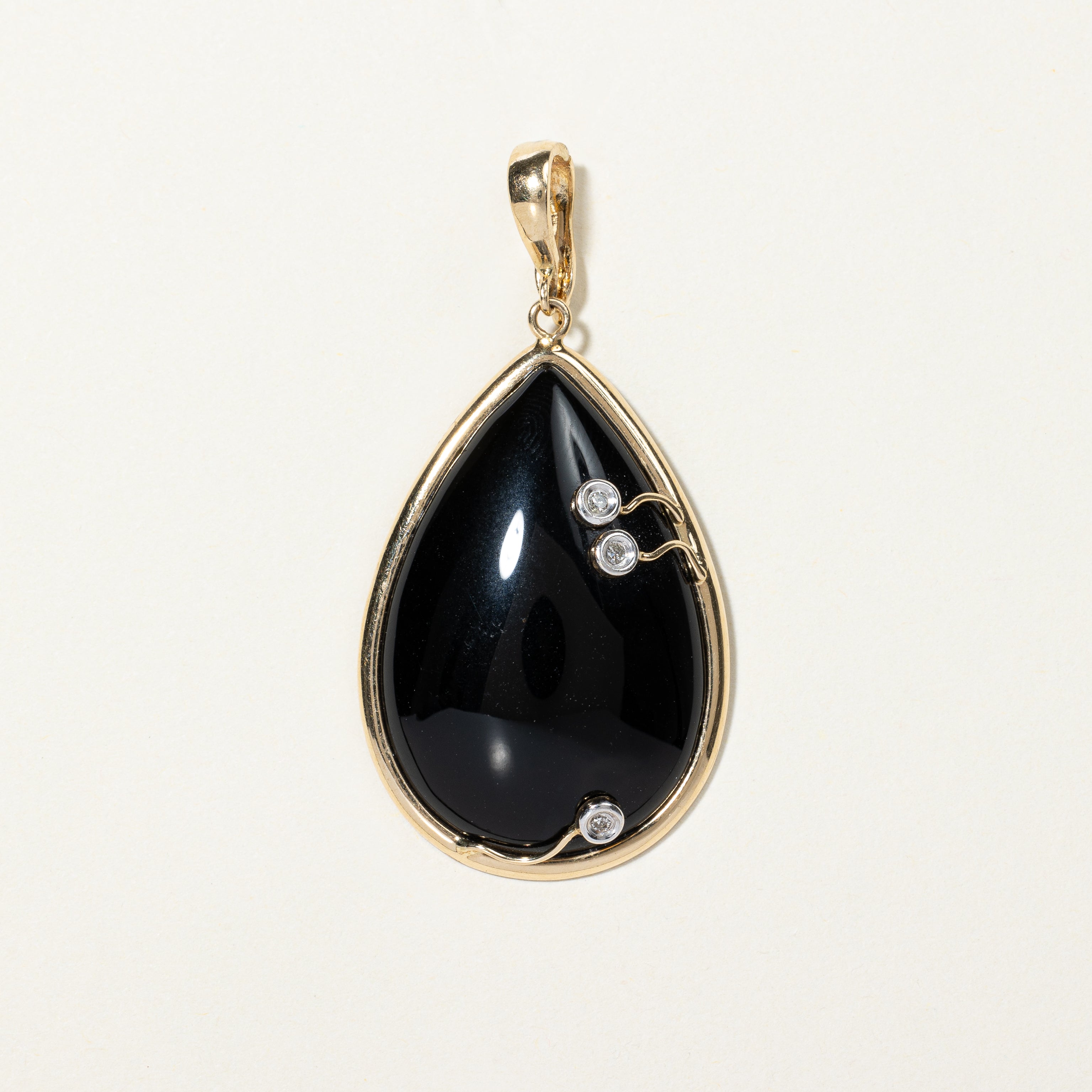 Onyx & Diamond Drop Pendant | 23.00ct, 0.02ctw |