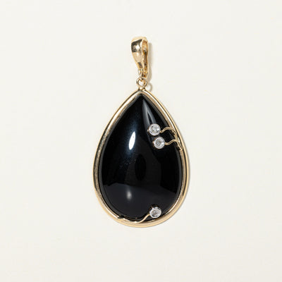 Onyx & Diamond Drop Pendant | 23.00ct, 0.02ctw |