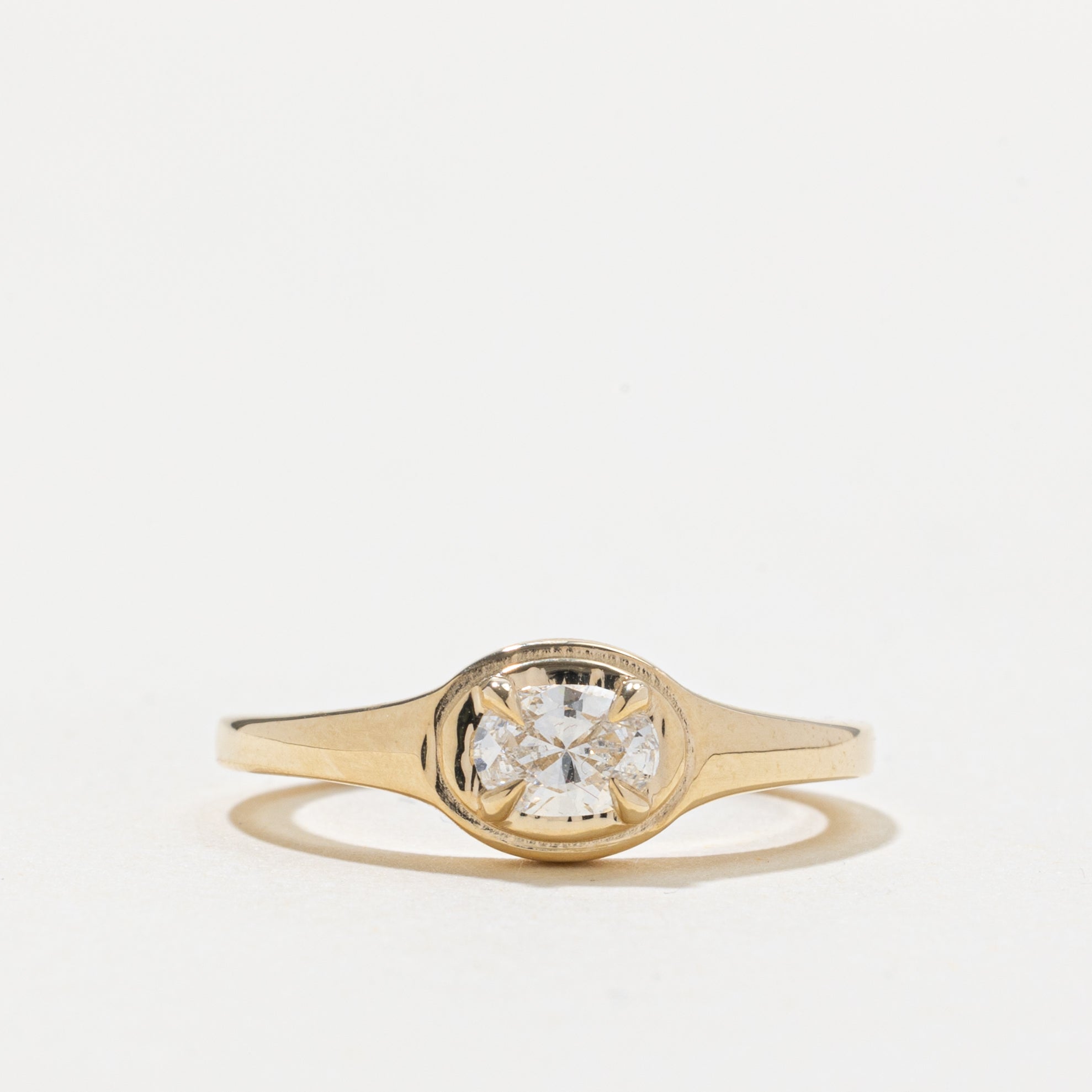 '100 Ways' 10k East West GIA Oval Diamond Signet Ring | 0.38ct | SZ 6.5