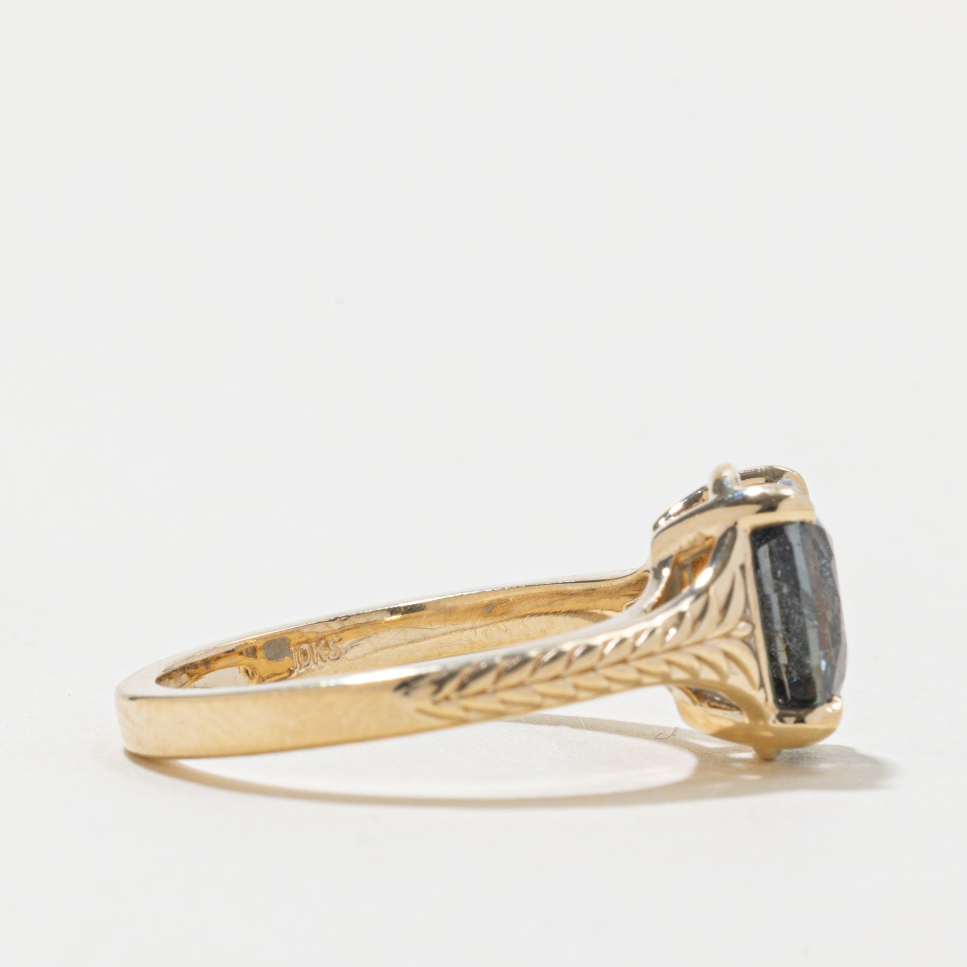 '100 Ways' 10k Grey Spinel Engraved Ring | 2.78ct | SZ 6.75