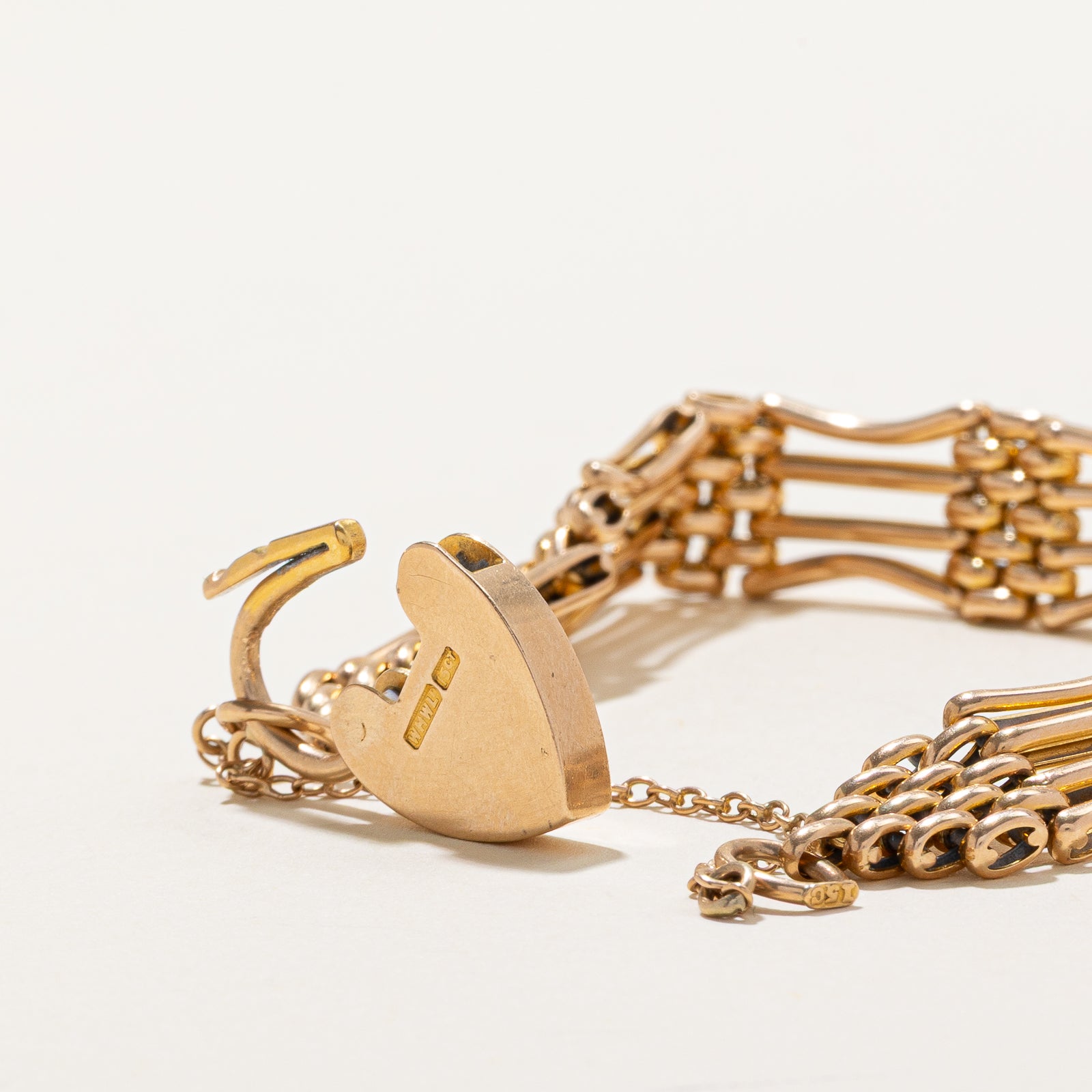 15k Yellow Gold Heart Lock Bracelet | 7.5"