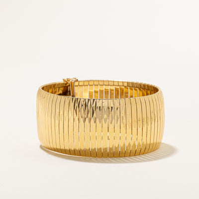 'Birks' 18k Yellow Gold Chunky Fluted Bracelet | 7.5