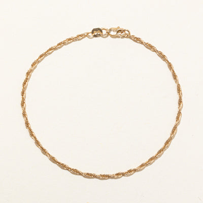 10k Yellow Gold Rope Chain Bracelet | 7.5