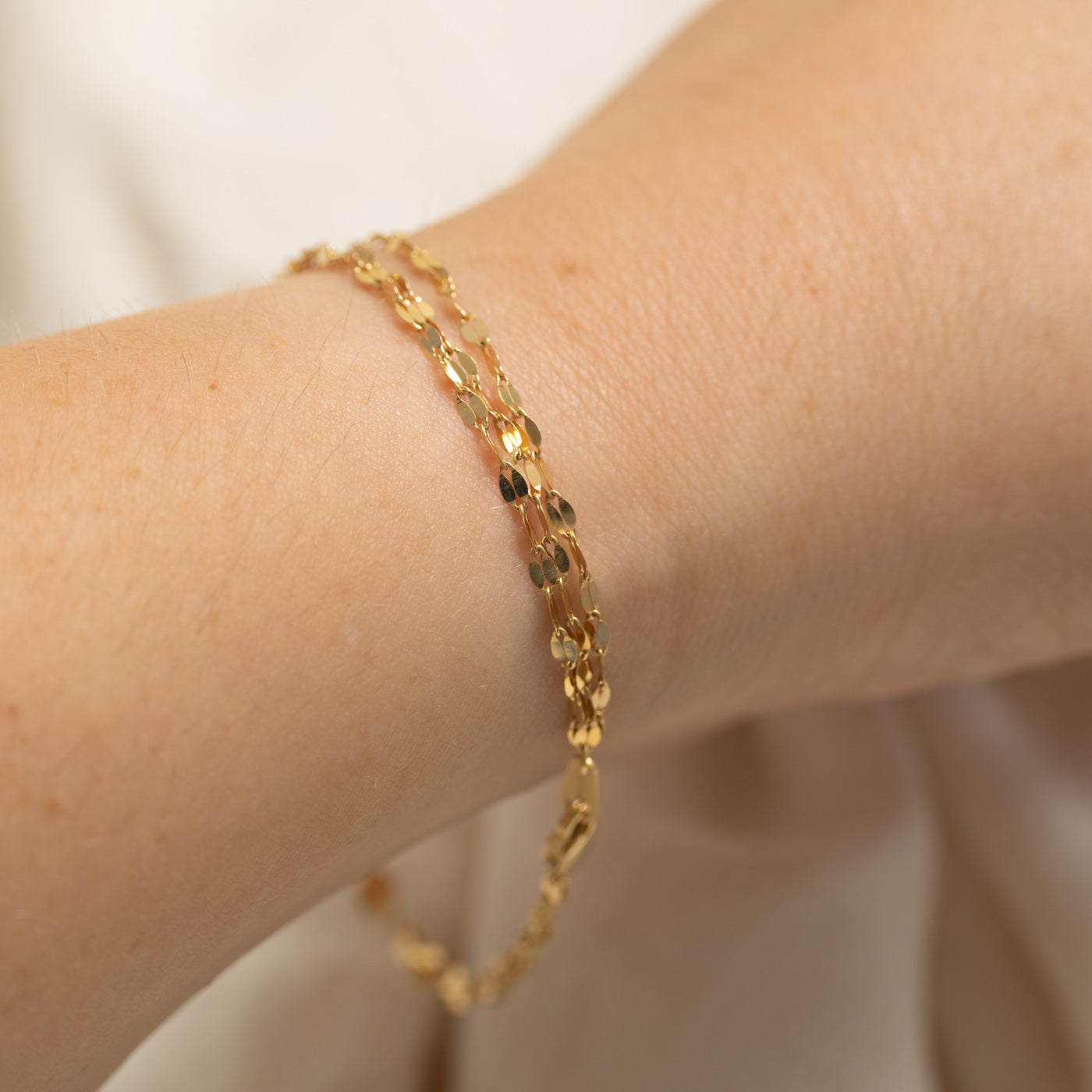 14k Yellow Gold Flat Chain Bracelet | 7.5"