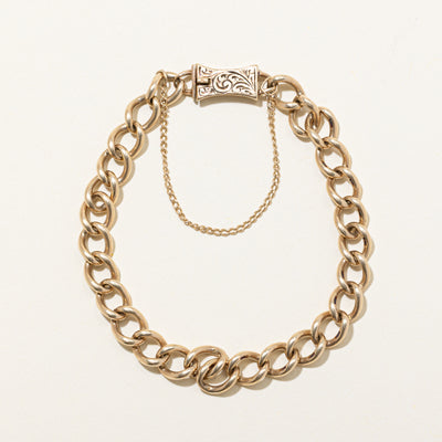 1912 Birmingham 9k Yellow Gold Curb Chain Bracelet | 8