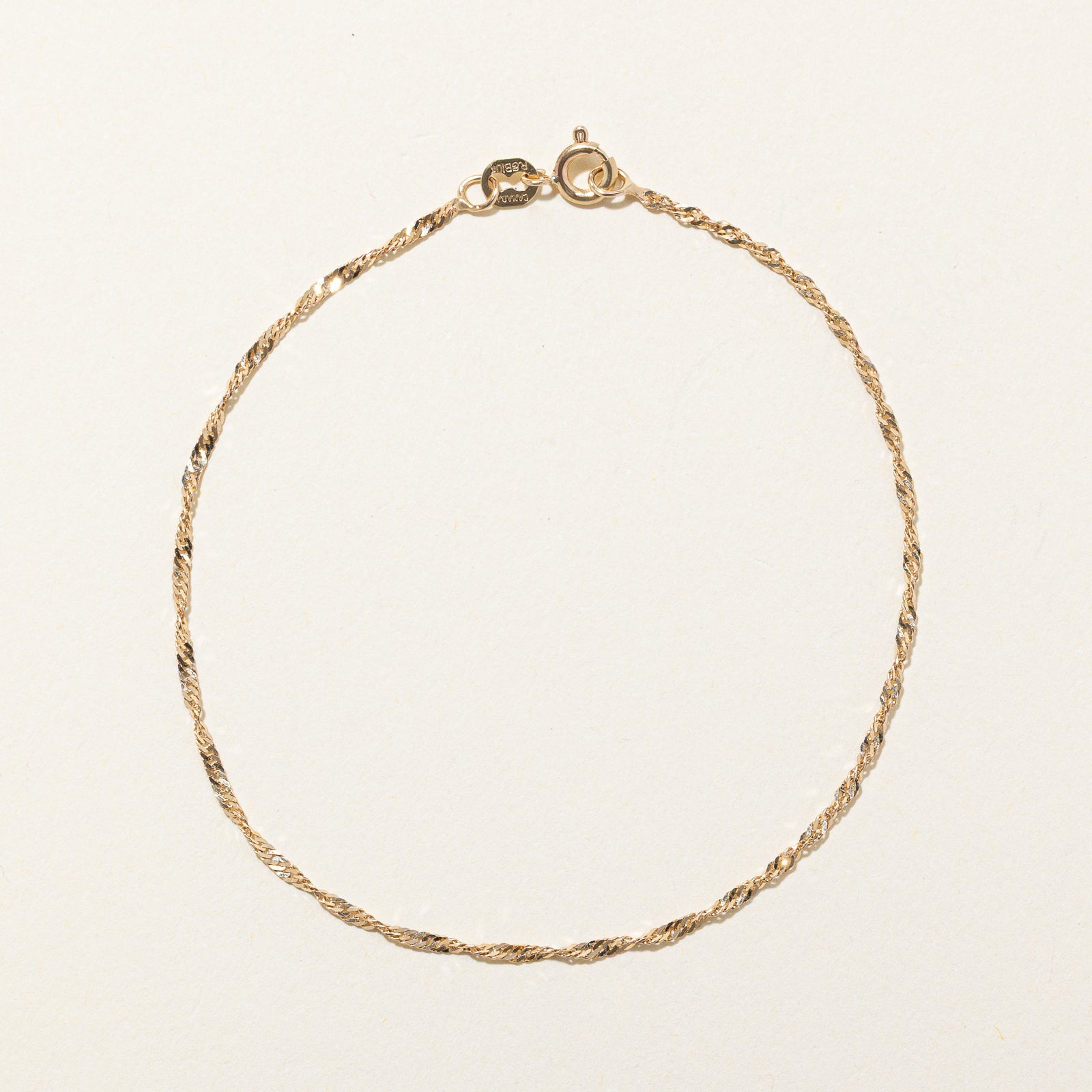 Canadian 10k Yellow Gold Singapore Chain Bracelet | 7.5"