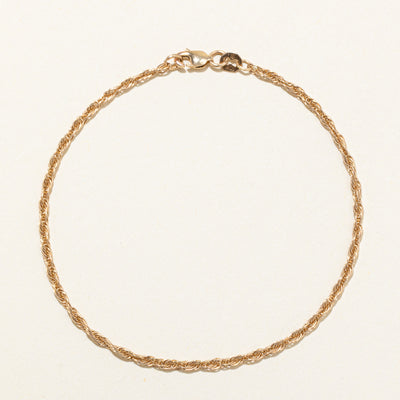 10k Yellow Gold Rope Chain Bracelet | 8