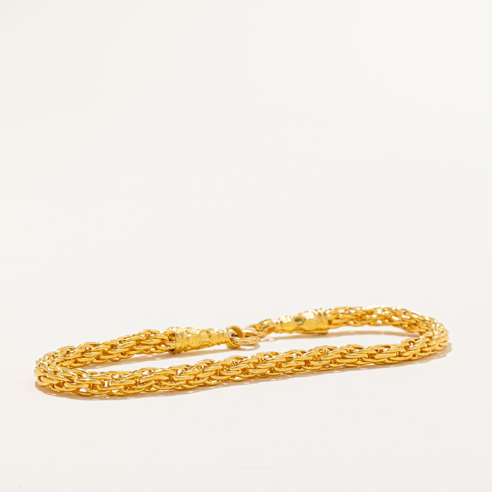 22k Yellow Gold Woven Chain Bracelet | 8"