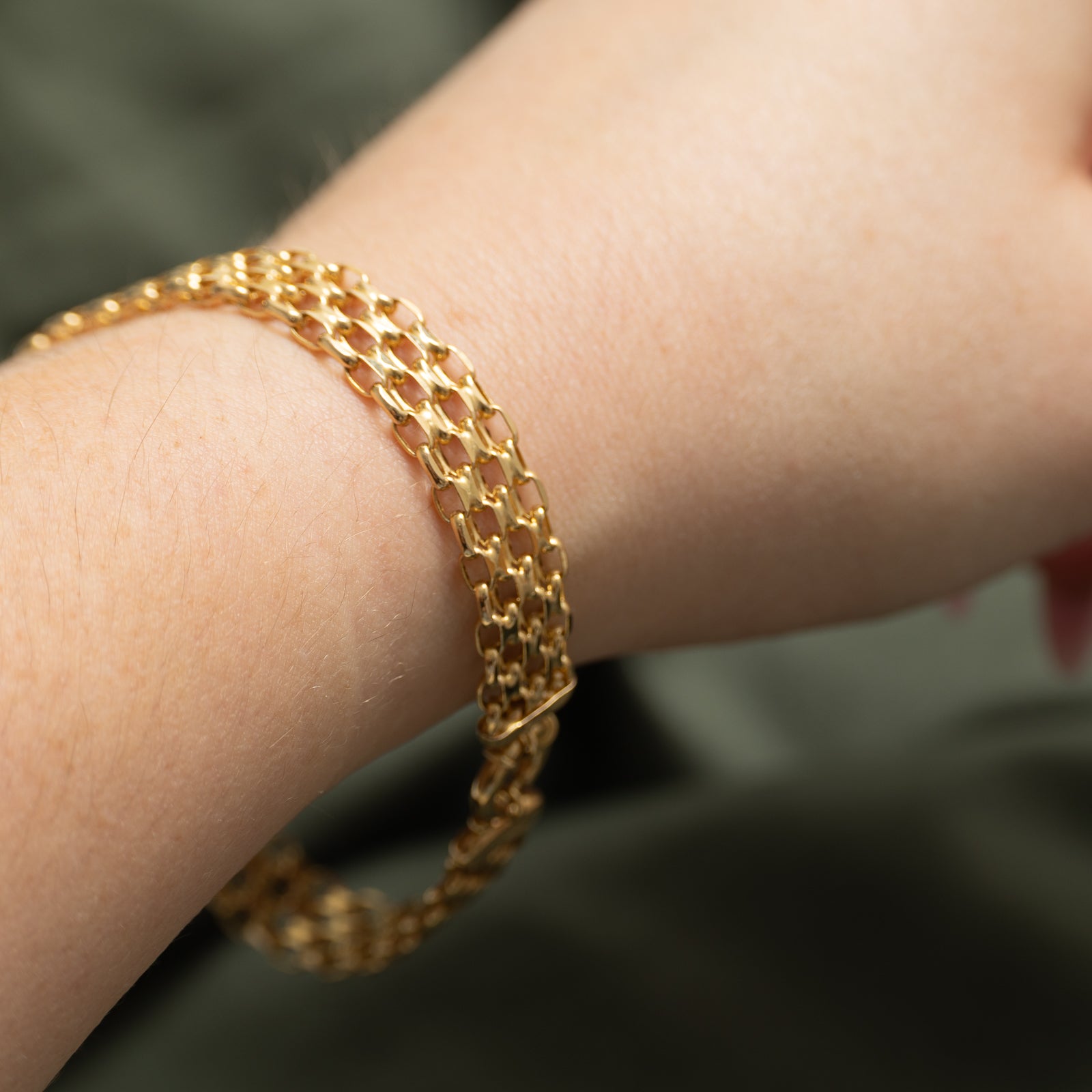 14k Yellow Gold Woven Chain Bracelet | 7.5"