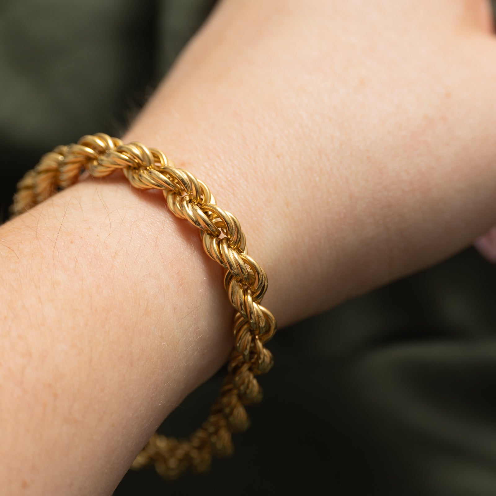 'Birks' 18k Yellow Gold Rope Chain Bracelet | 7.5"