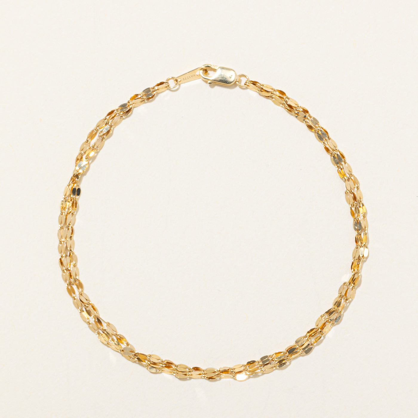 14k Yellow Gold Flat Chain Bracelet | 7.5"