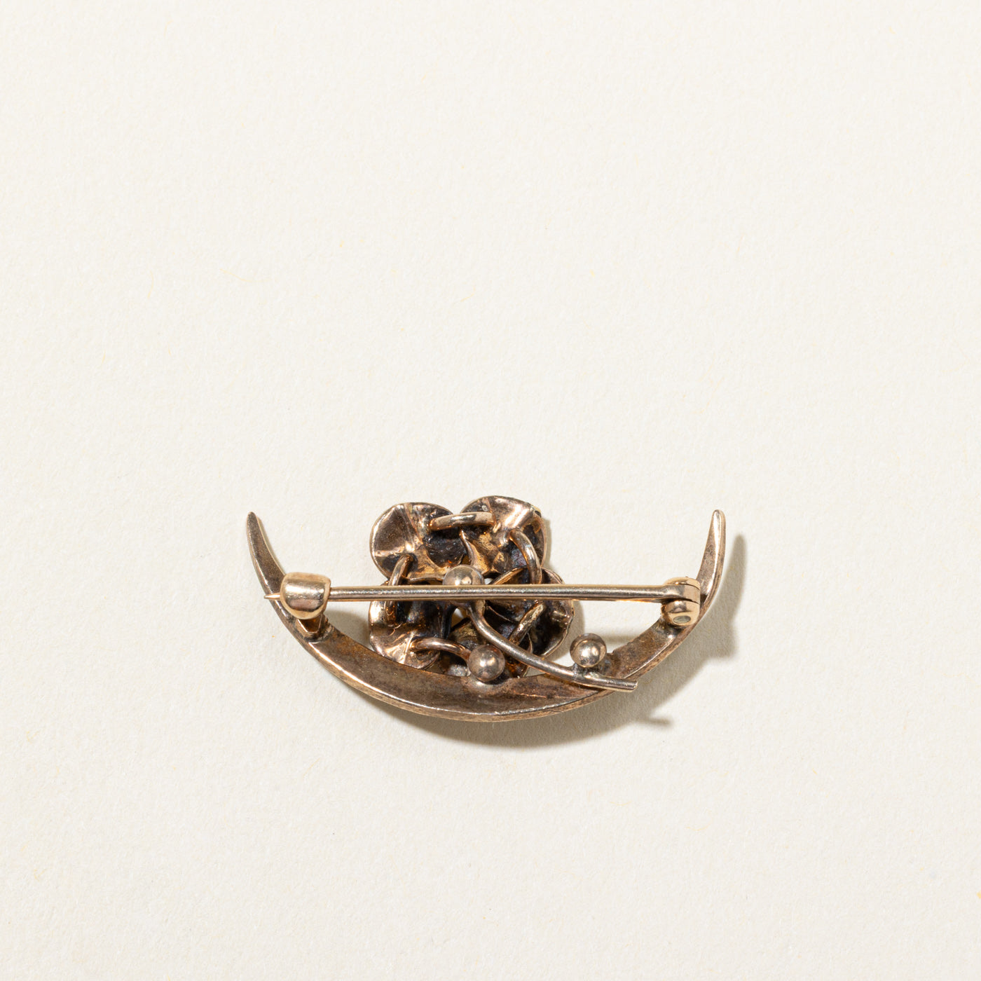 Victorian Crescent Flower Seed Pearl Brooch