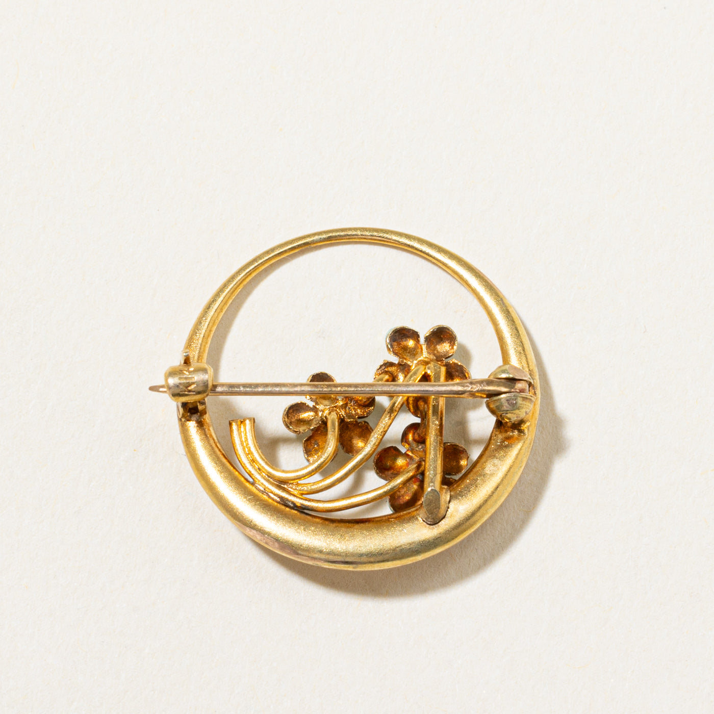 Art Nouveau Floral Seed Pearl Brooch