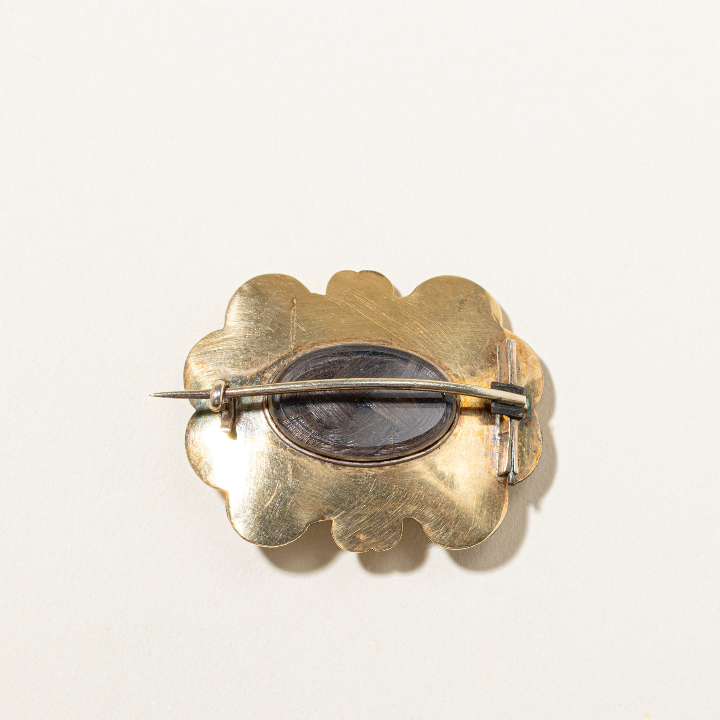 Victorian Mourning Hair Pearl & Diamond Brooch | 0.05ctw