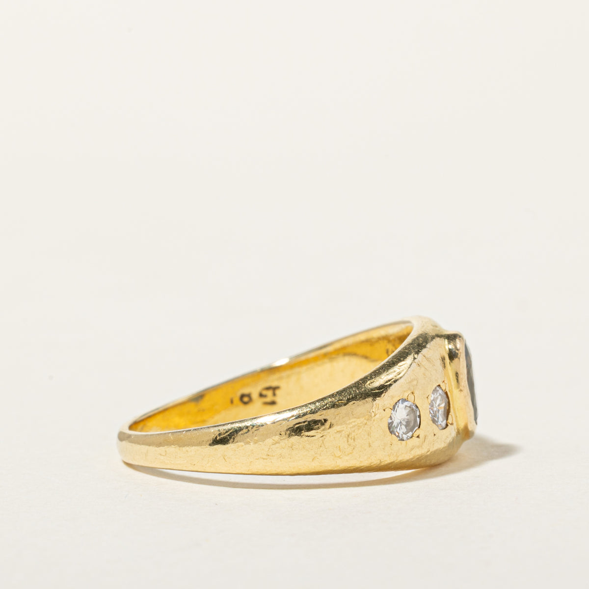 18k Bezel Set Sapphire & Diamond Accented Ring | 0.37ct, 0.23ctw | SZ 5.75