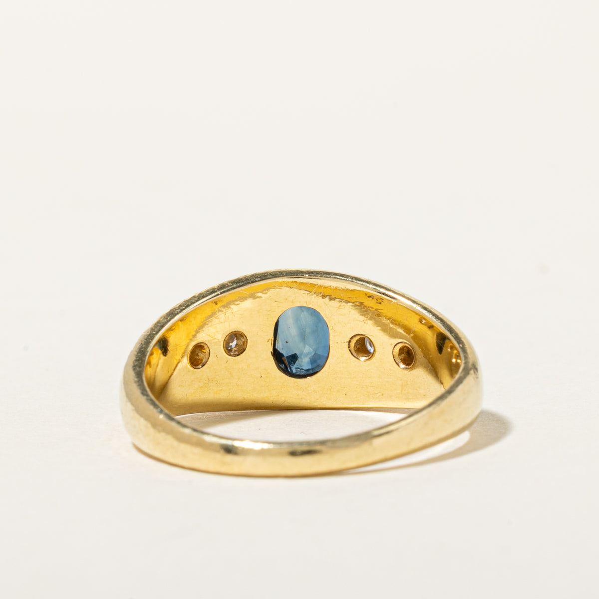 18k Bezel Set Sapphire & Diamond Accented Ring | 0.37ct, 0.23ctw | SZ 5.75