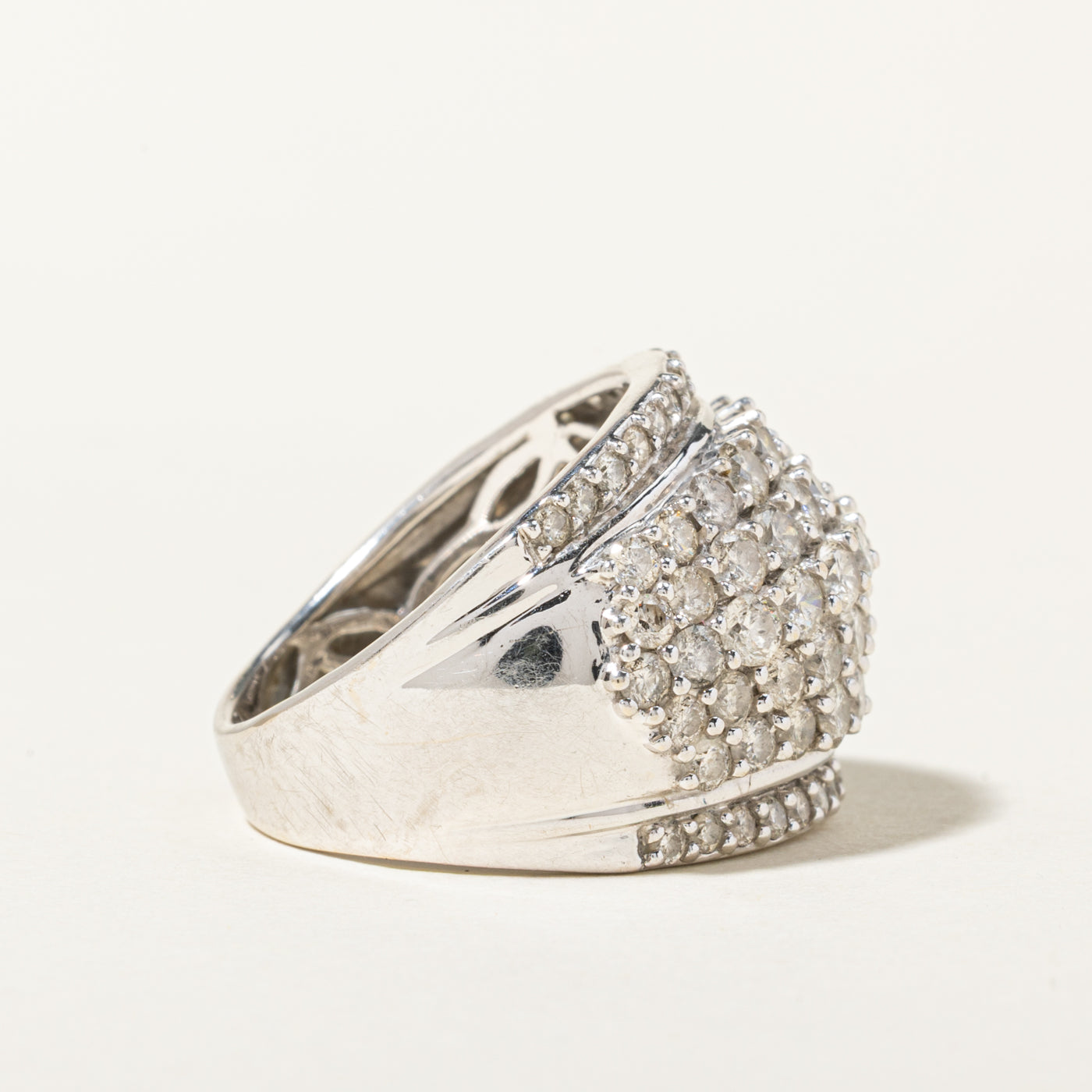 14k Multi Row Diamond Dome Ring | 3.40ctw | SZ 7