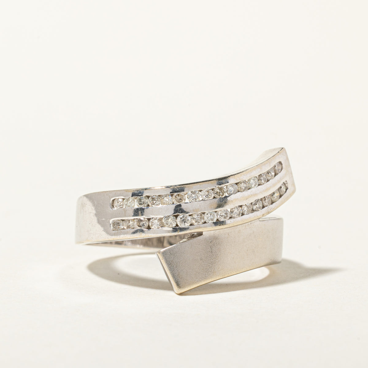 18k Multi Row Diamond Geometric Bypass Ring | 0.40ctw | SZ 9.5