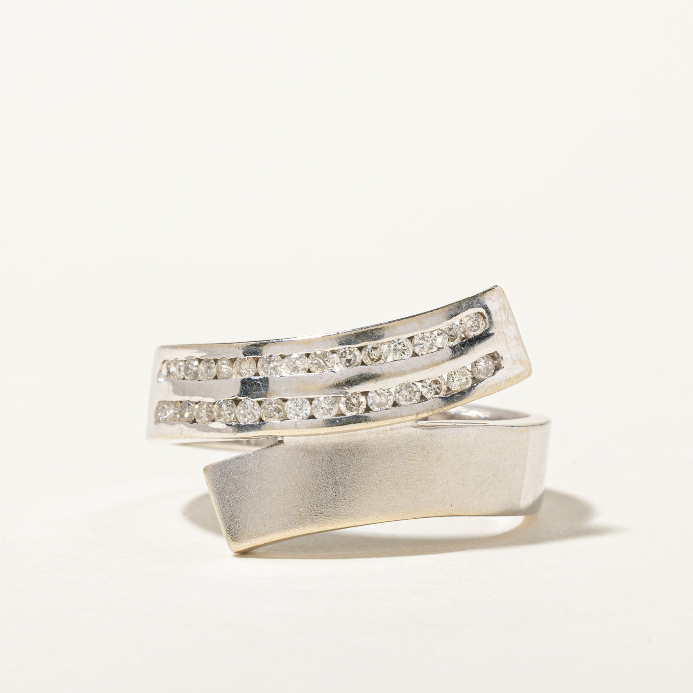 18k Multi Row Diamond Geometric Bypass Ring | 0.40ctw | SZ 9.5