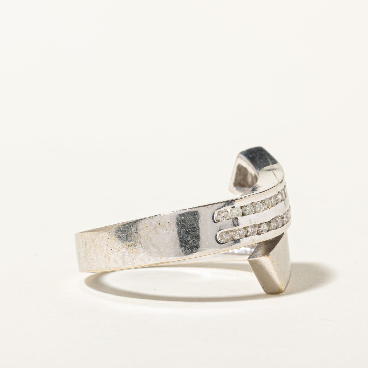 18k Multi Row Diamond Geometric Bypass Ring | 0.40ctw | SZ 9.5