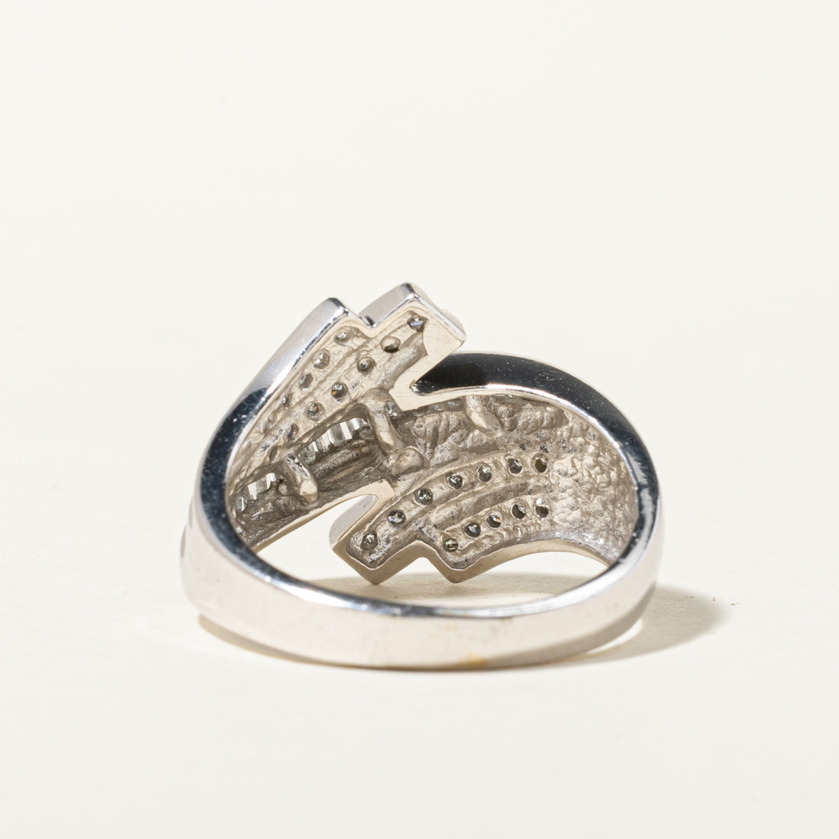 10k Multi Row Diamond Grooved Bypass Ring | 0.48ctw | SZ 8.25