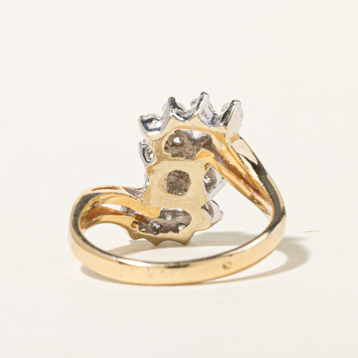 14k Diamond Floral Cluster Bypass Ring | 0.63ctw | SZ 5.75