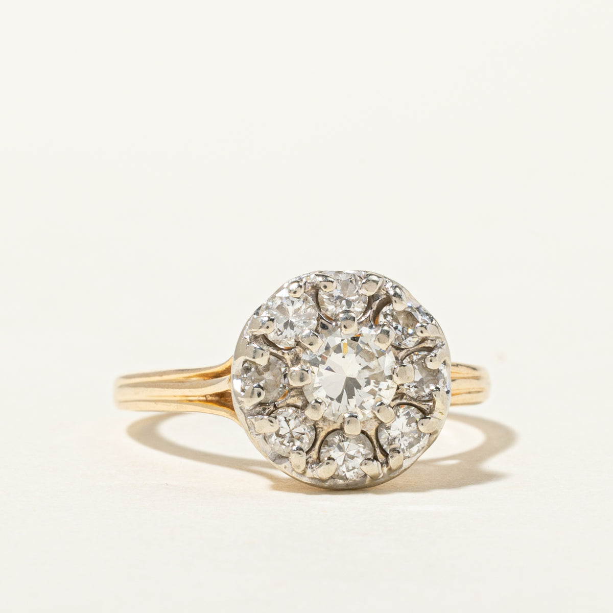 14k Yellow Gold Diamond Halo Ring | 0.44ct SI2 H/I, 0.44ctw | SZ 6.5