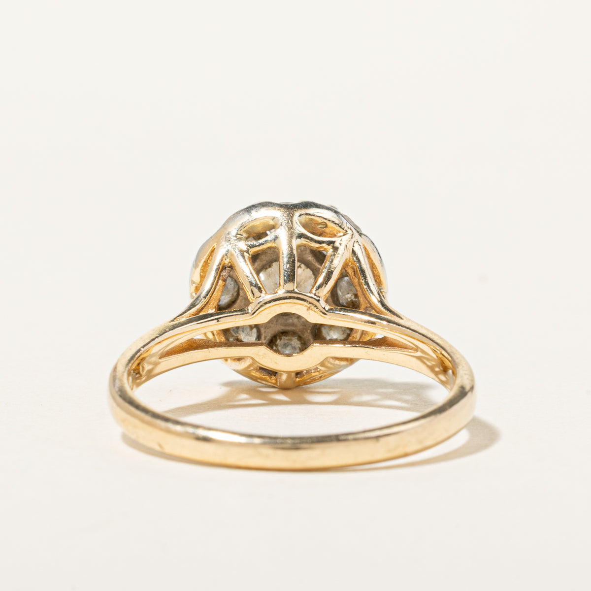 14k Yellow Gold Diamond Halo Ring | 0.44ct SI2 H/I, 0.44ctw | SZ 6.5