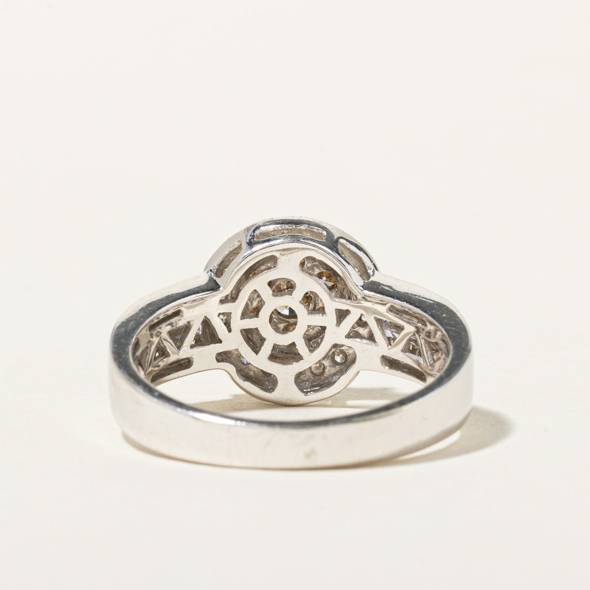 14k Pave Set Brown & White Diamond Cluster Halo Ring | 0.55ctw | SZ 7