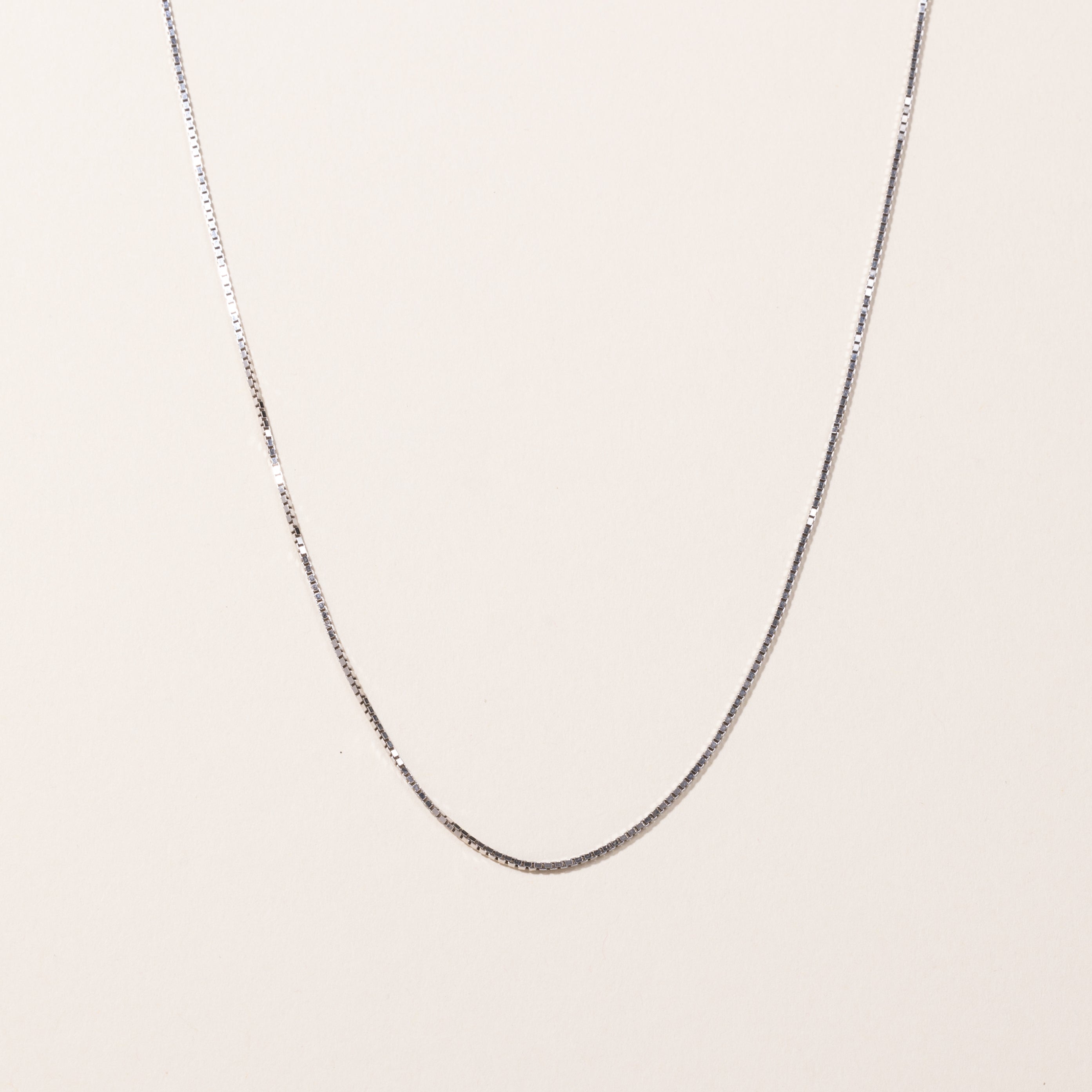 14k White Gold Box Link Chain | 18"
