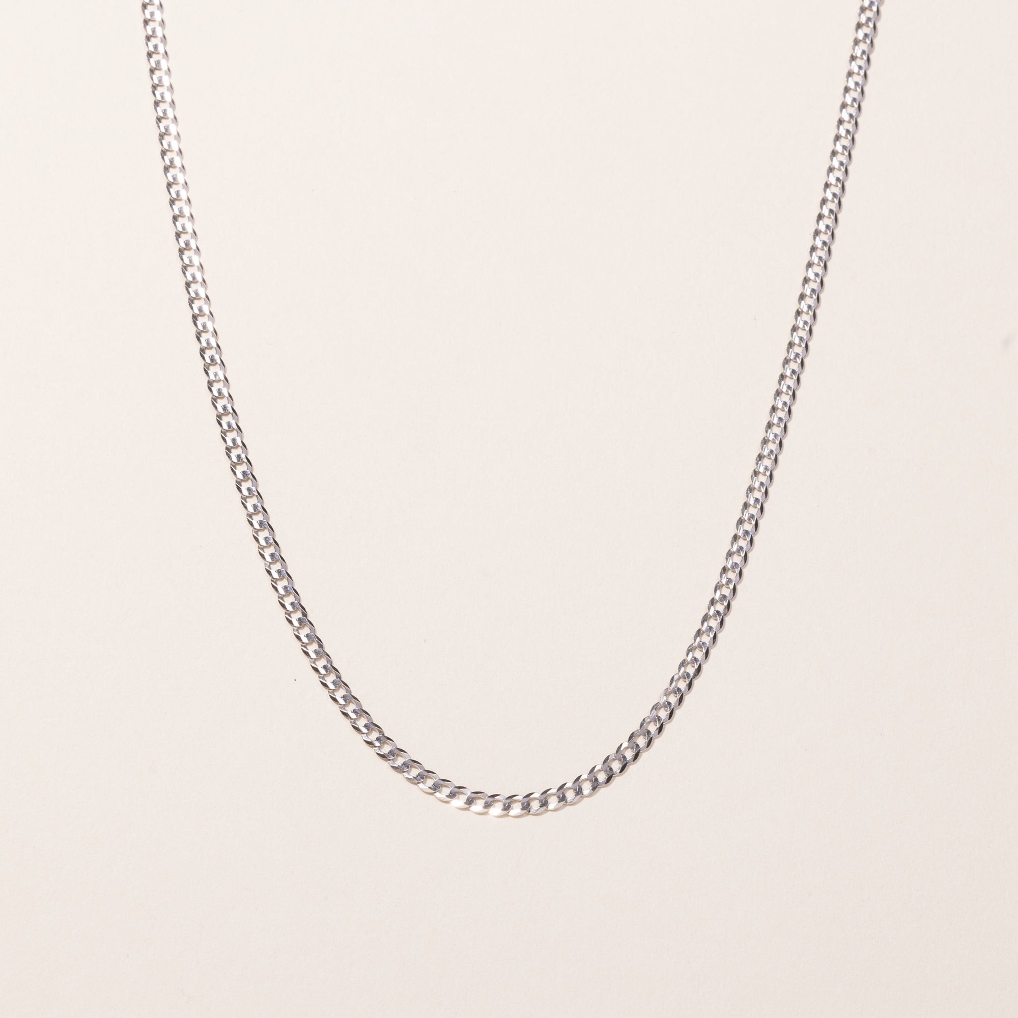 10k White Gold Curb Link Chain | 24