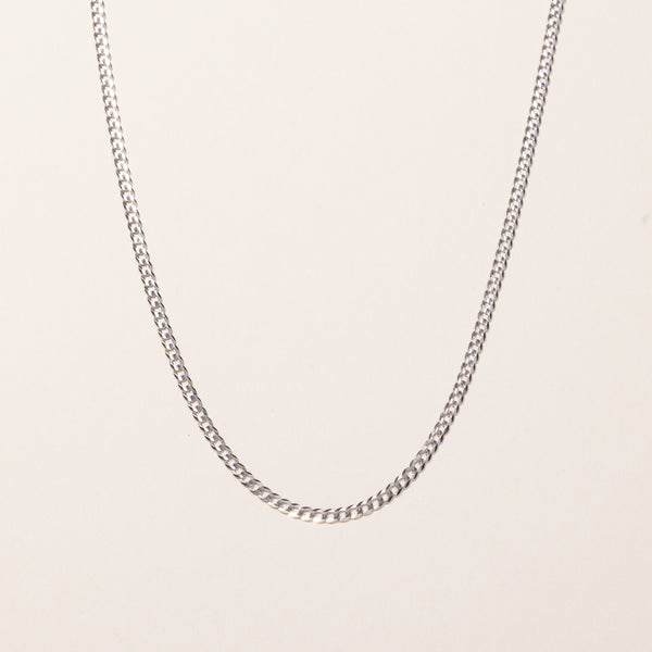 10k White Gold Curb Link Chain | 24