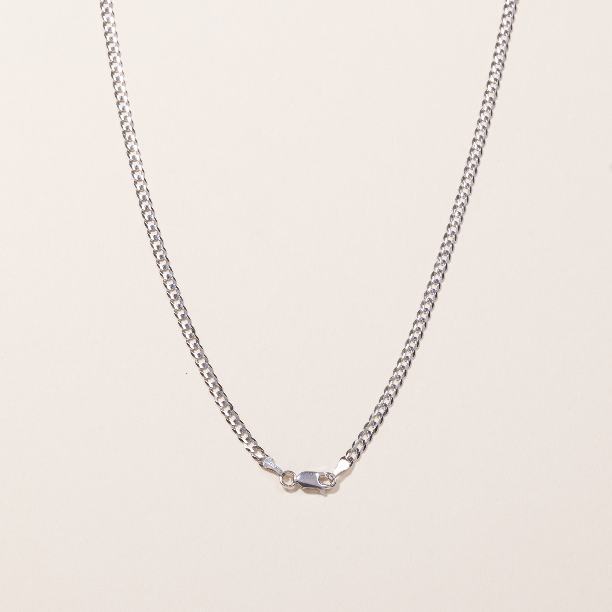 10k White Gold Curb Link Chain | 24