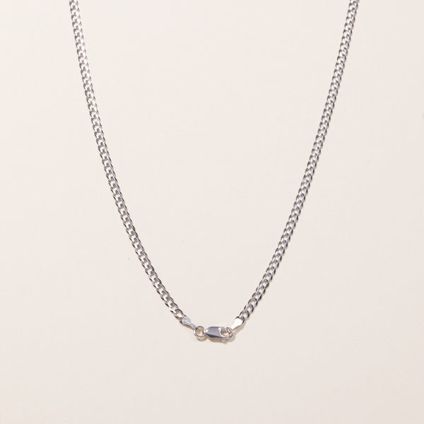 10k White Gold Curb Link Chain | 24