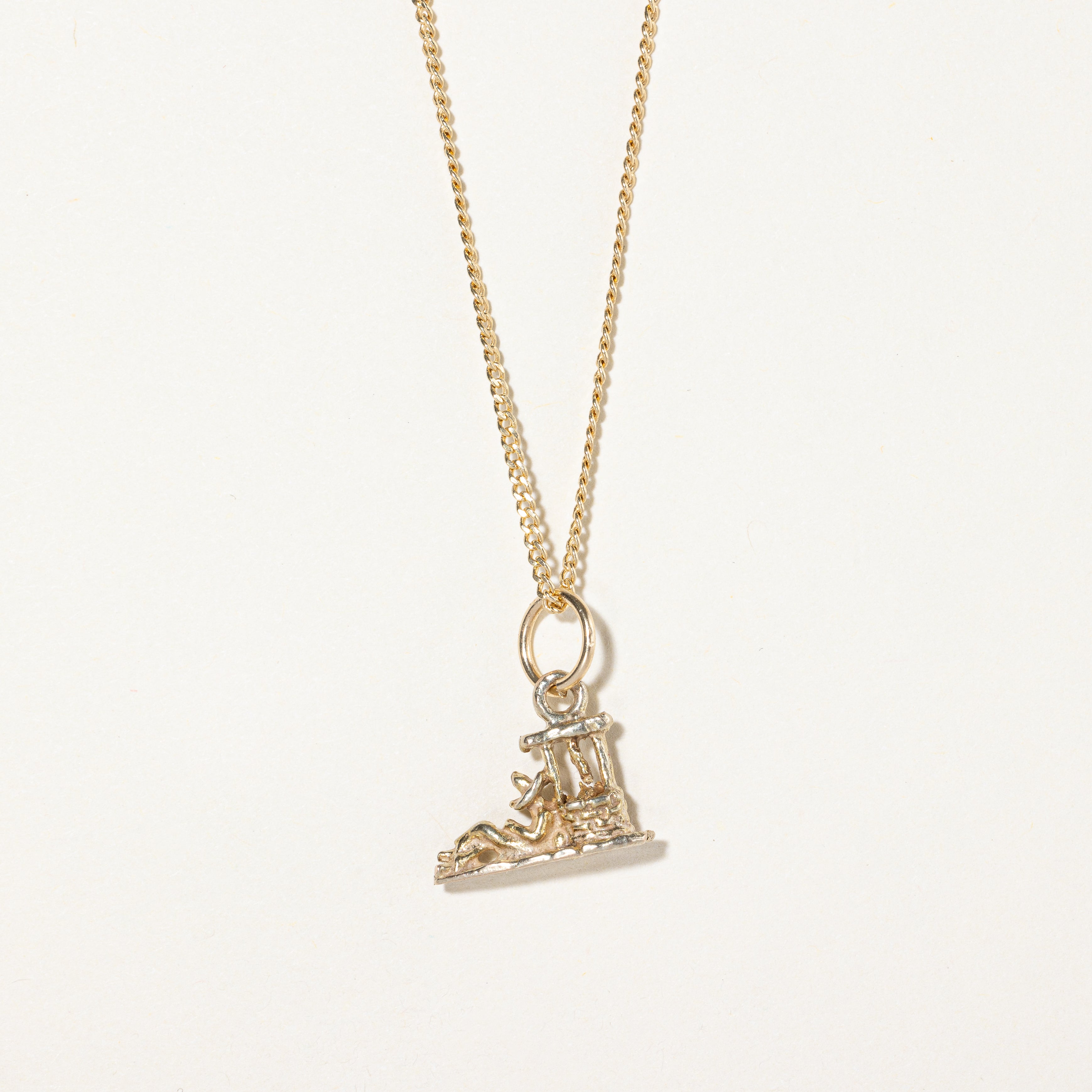 10k Yellow Gold Person & Well Charm |