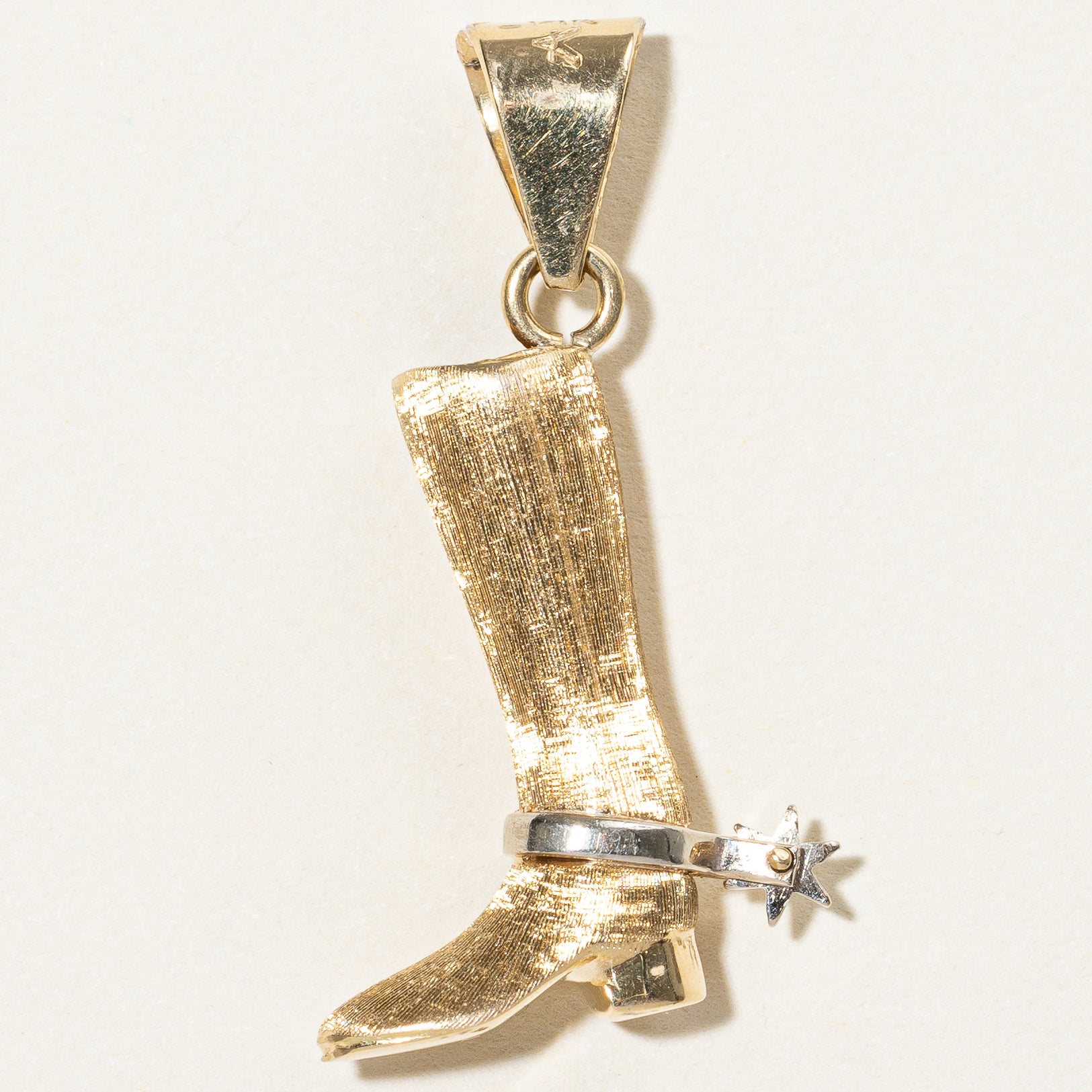 14k Two Tone Gold Cowboy Boot Pendant