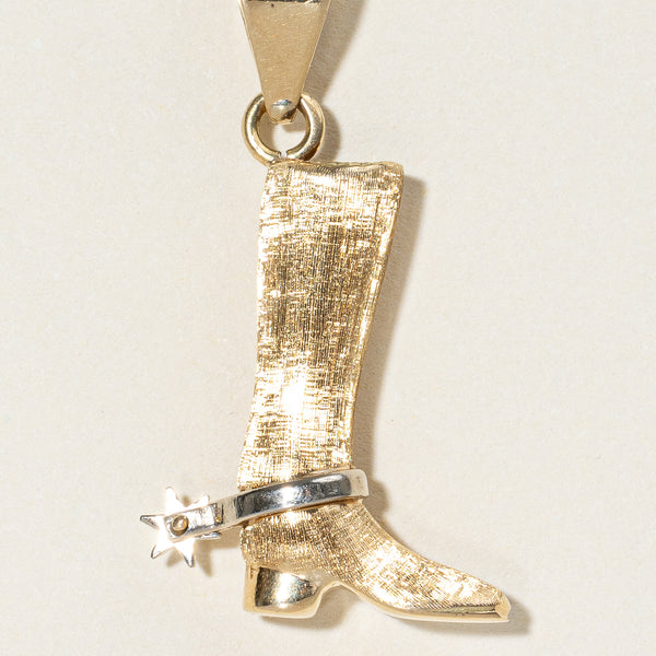 14k Two Tone Gold Cowboy Boot Pendant