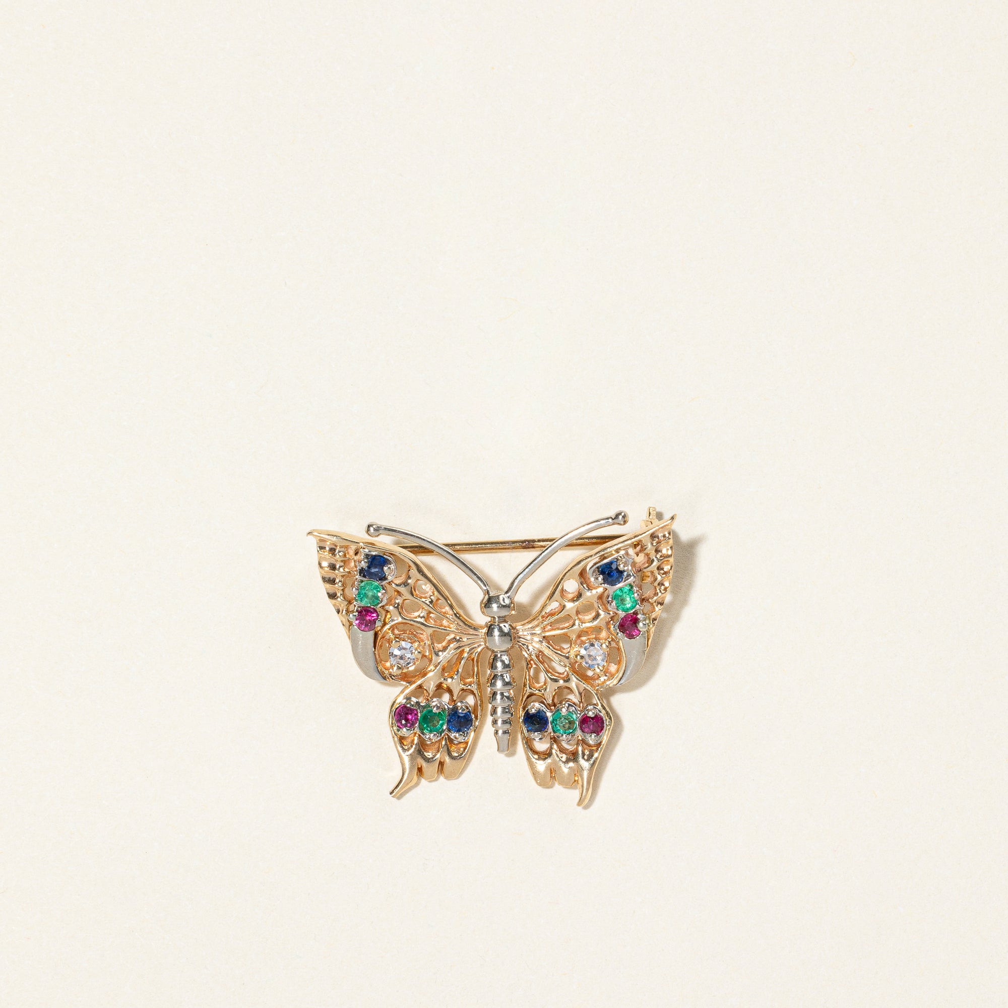 Multi Gem Butterfly Brooch | 0.24ctw |