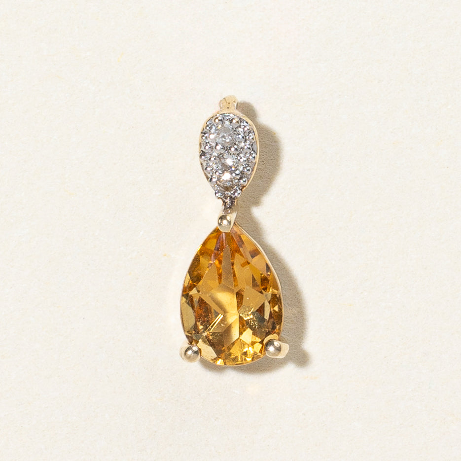 Citrine & Diamond Pendant | 0.50ct, 0.02ctw |