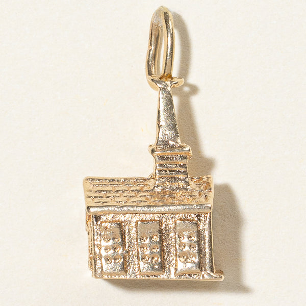 14k Yellow Gold Church Charm