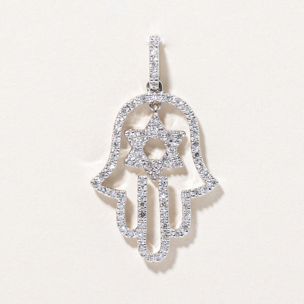 Diamond Hamsa Hand and Star of David Pendant | 0.20ctw |