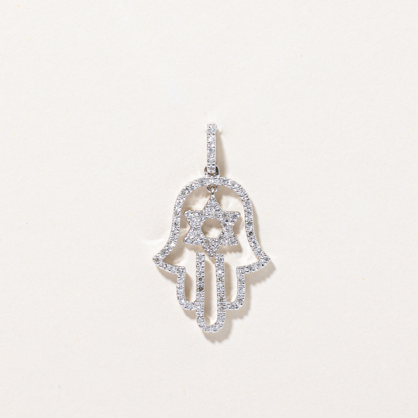 Diamond Hamsa Hand and Star of David Pendant | 0.20ctw |