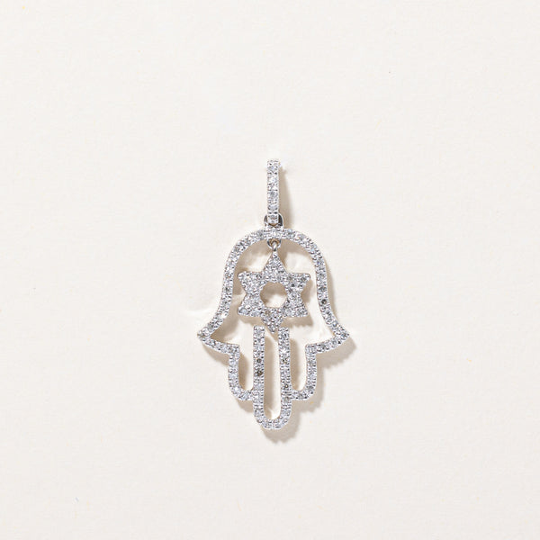 Diamond Hamsa Hand and Star of David Pendant | 0.20ctw |