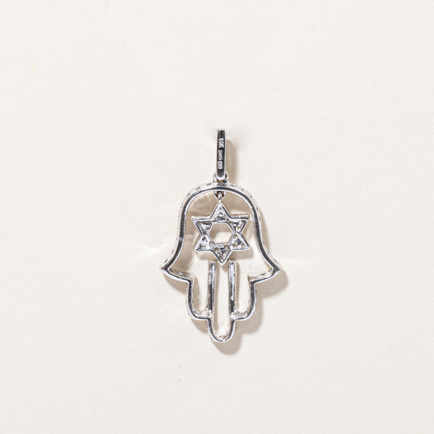 Diamond Hamsa Hand and Star of David Pendant | 0.20ctw |