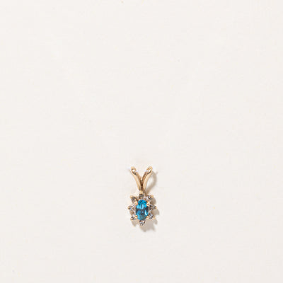 Blue Topaz & Diamond Pendant | 0.25ct, 0.05ctw |
